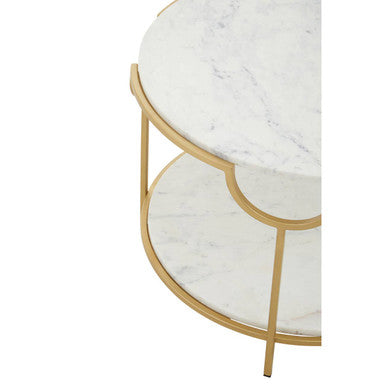 Pali Two Tier White and Gold Side Table Orsina