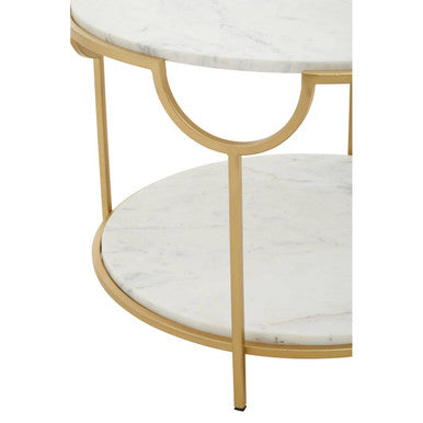 Pali Two Tier White and Gold Side Table Orsina