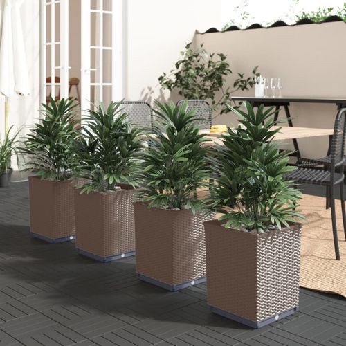 vidaXL Garden Planters 2 pcs Dark Grey 30x30x37 cm Polypropylene vidaXL