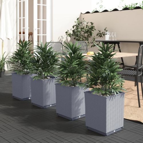 vidaXL Garden Planters 2 pcs Dark Grey 30x30x37 cm Polypropylene vidaXL