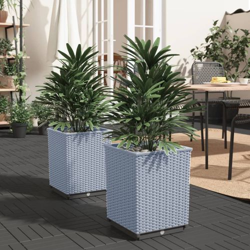 vidaXL Garden Planters 2 pcs Dark Grey 30x30x37 cm Polypropylene vidaXL