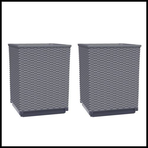 vidaXL Garden Planters 2 pcs Dark Grey 30x30x37 cm Polypropylene vidaXL