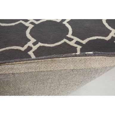 Orsina Grey and White Rug with a Geometric Pattern and Soft Textured Backing