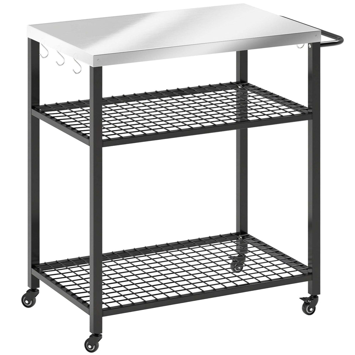 Wise Galleria Grill Cart with Steel Top and Storage Shelves for Outdoor Cooking