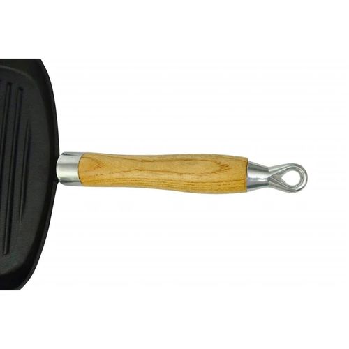 vidaXL Grill Pan with Wooden Handle Cast Iron 20x20 cm vidaXL