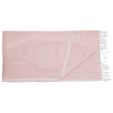 Orsina Hammam Towel in soft pink with traditional fringed edges perfect for beach or bathroom use