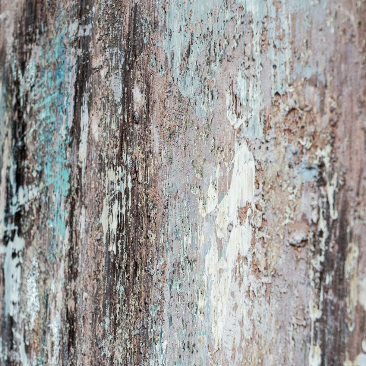 Abstract texture detail of a Hand Painted Canvas in earthy tones with layered brush strokes