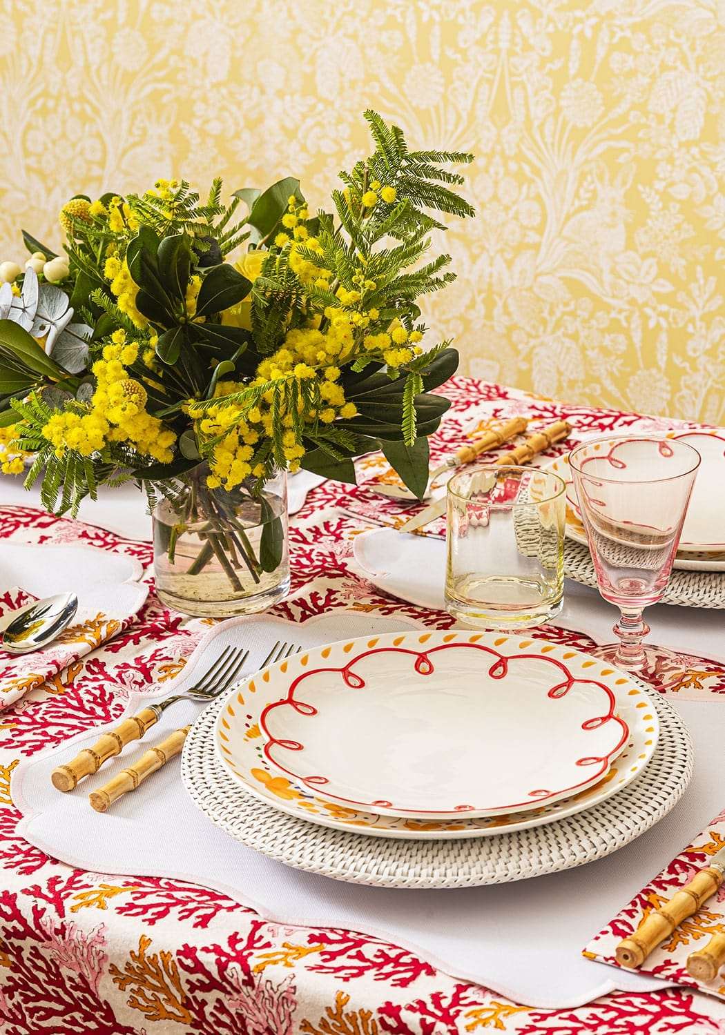 Harbour Island Round Rattan Charger Placemat White - Set of 4