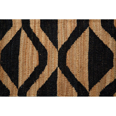 Orsina Hemp Rug with Geometric Pattern in Black and Natural Tones for Modern Home Decor