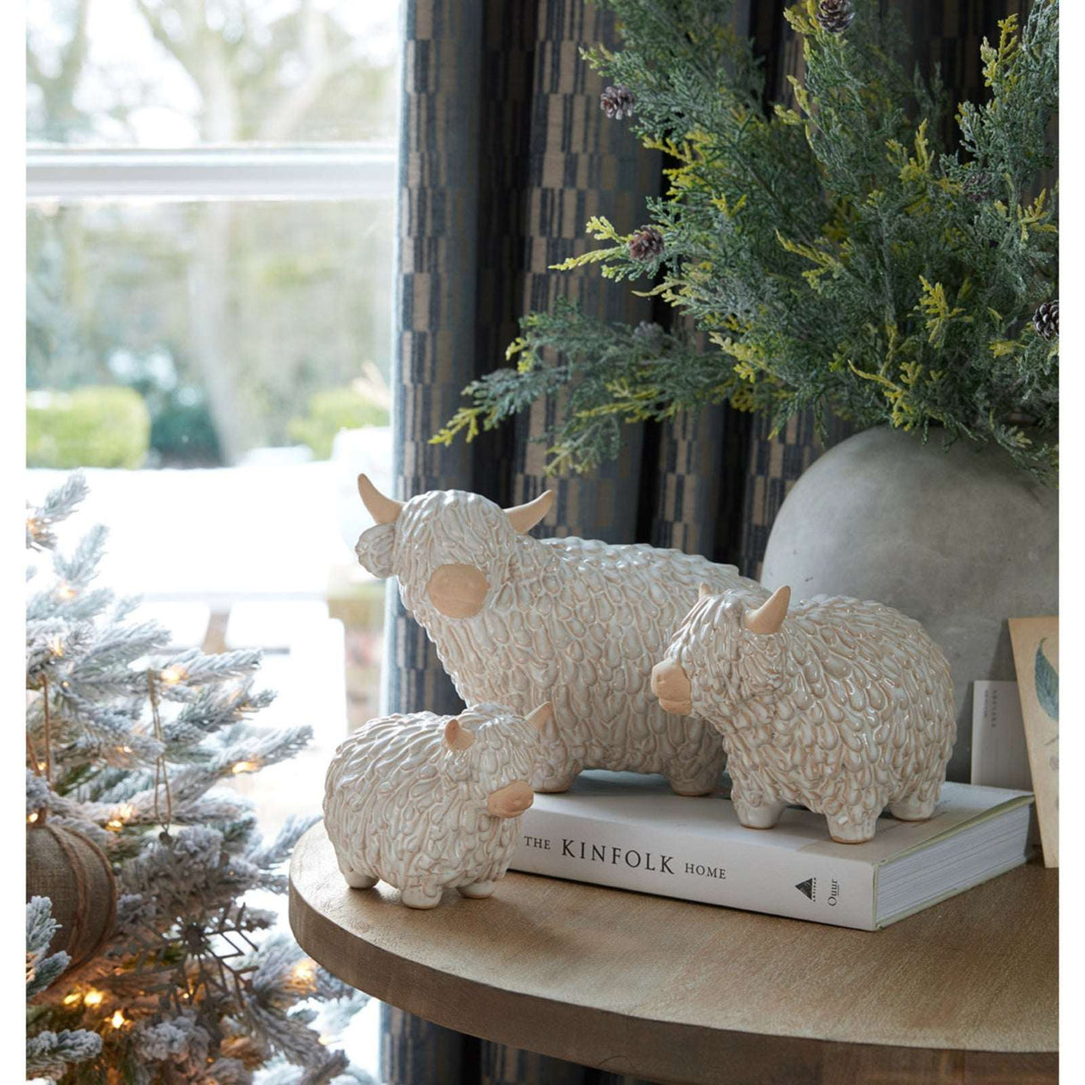 Highland Cow decorative figurines in soft textures for stylish home room decorations
