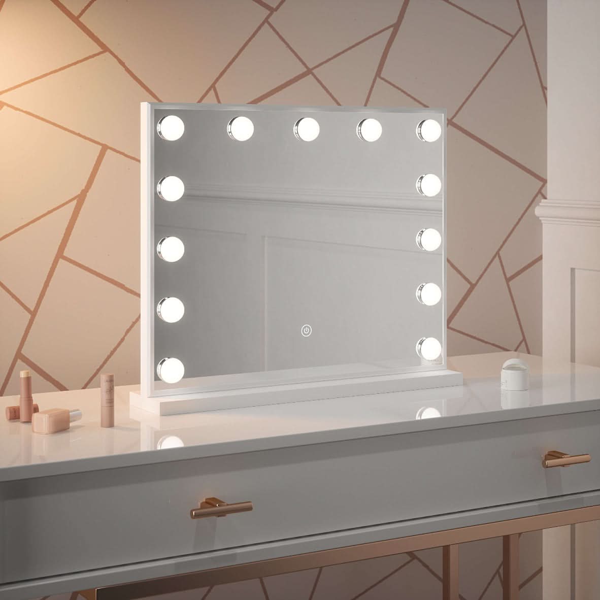 Small Hollywood Mirror with Bright LED Bulbs for Glamorous Makeup Application