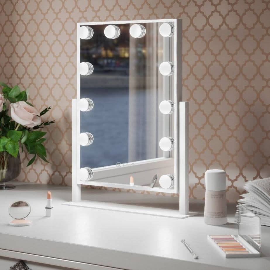 Small Hollywood Mirror with Bright Vanity Lights for Perfect Makeup Application