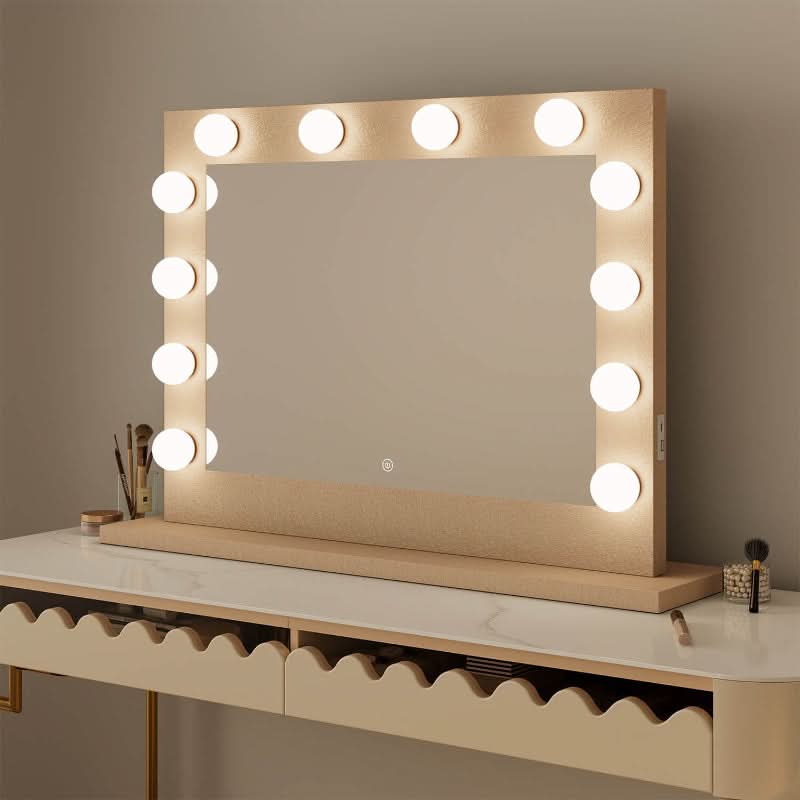 Elegant Hollywood Mirror with bright bulbs for flawless makeup and styling in any setting