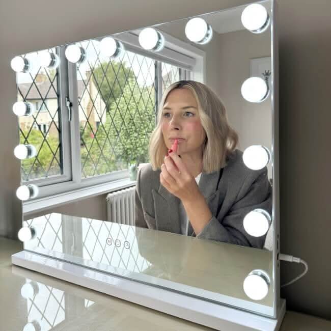 Hollywood Mirror with Bright Circular Lights for Flawless Makeup Application and Vanity Use