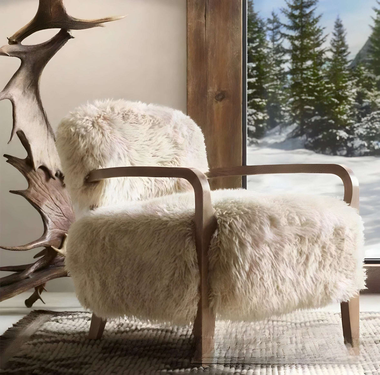 Nisu Home Armchair with Plush Faux Fur Upholstery for Cozy Living Spaces