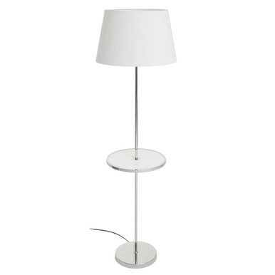 Orsina Floor Lamp with a sleek design and a white shade, featuring a built-in side table