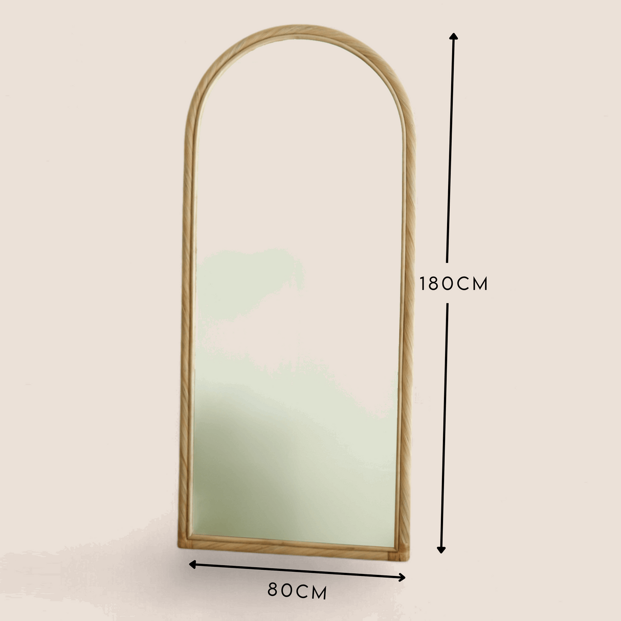 Elegant arched Mirror from The Bali Concept, measuring 180cm by 80cm, perfect for home decor