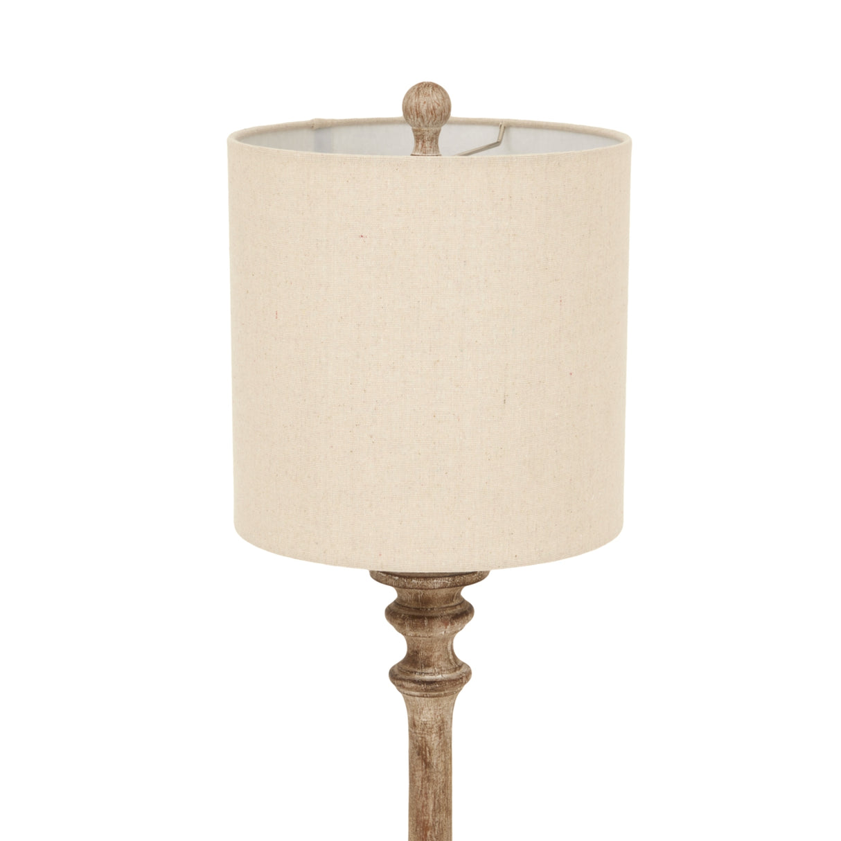Shades 4 Seasons Table Lamp with a beige linen shade and a stylish wooden base