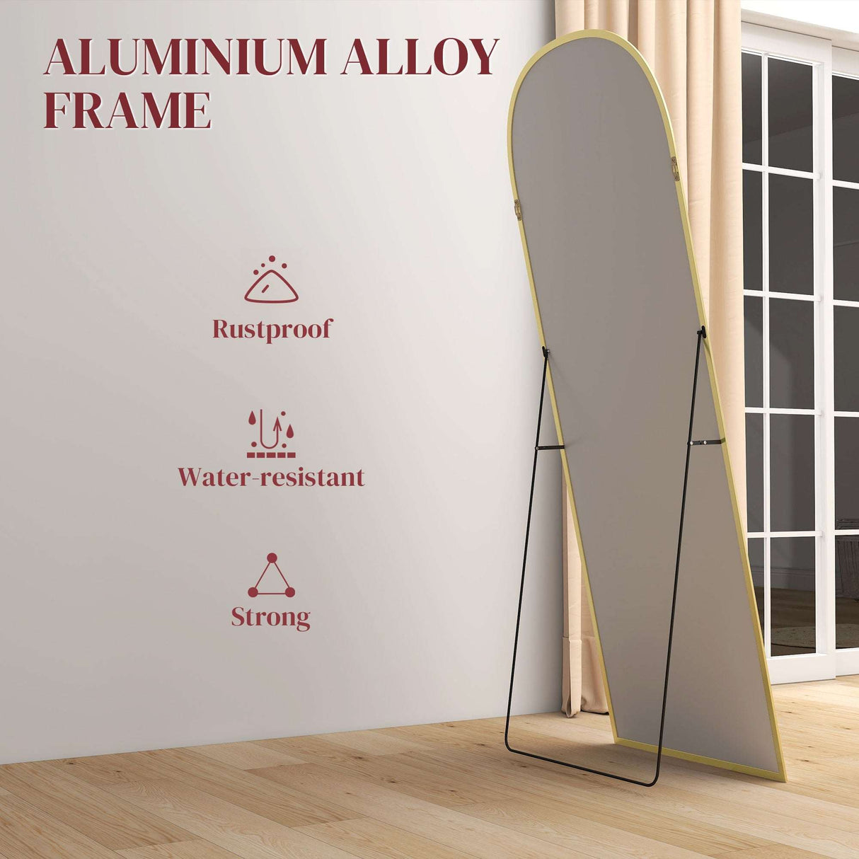 Wise Galleria Standing Mirror with Aluminium Alloy Frame, Rustproof and Water-resistant features