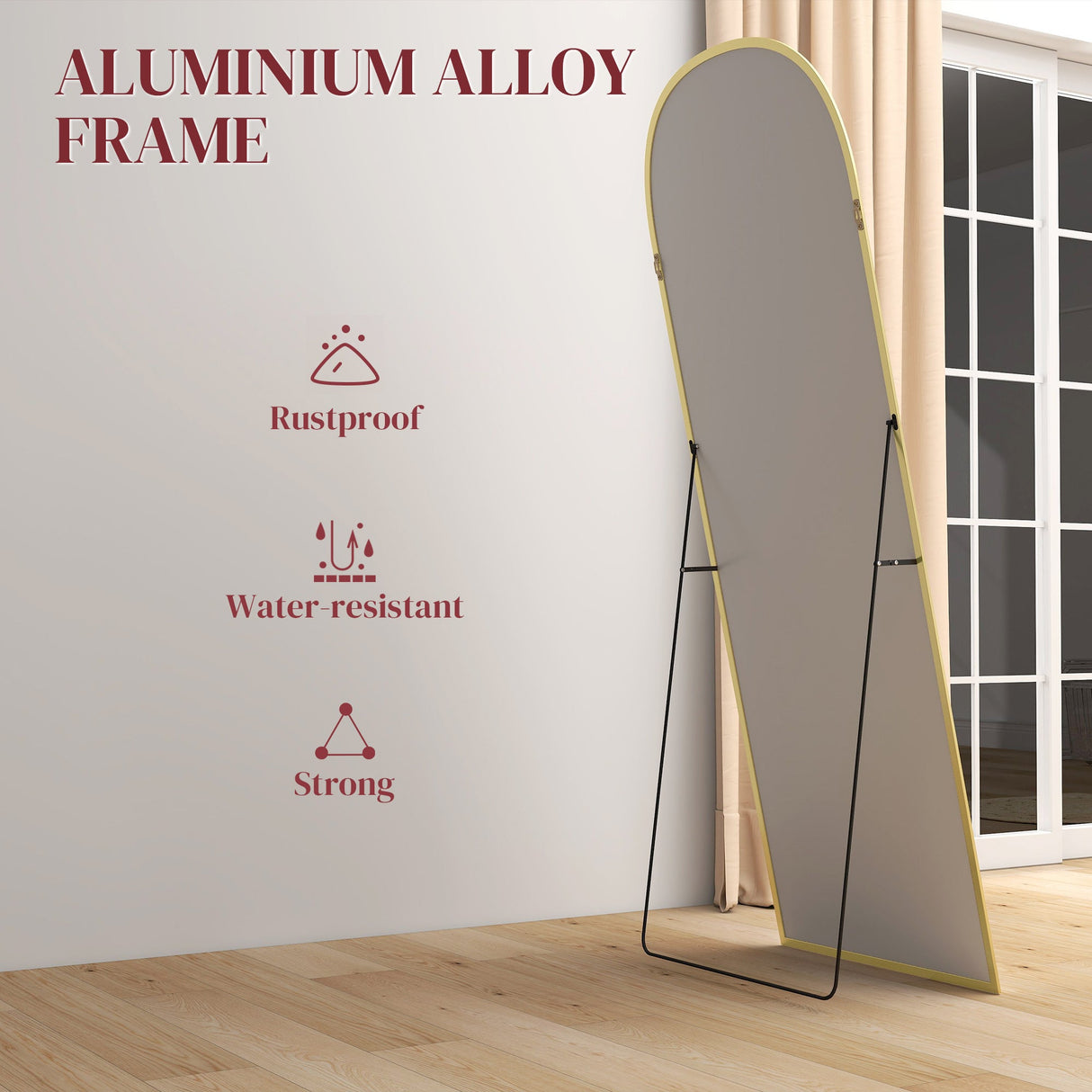 Wise Galleria Standing Mirror with Aluminium Alloy Frame, Rustproof and Water-resistant features