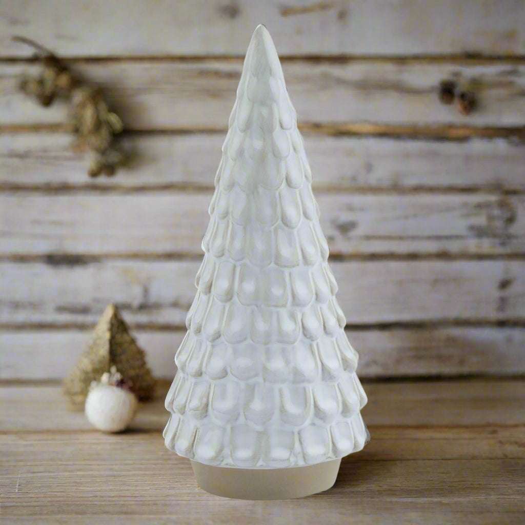 Shades 4 Seasons Ceramic Spruce Tree - White Glazed Tabletop WHITE CERAMIC Shades 4 Seasons