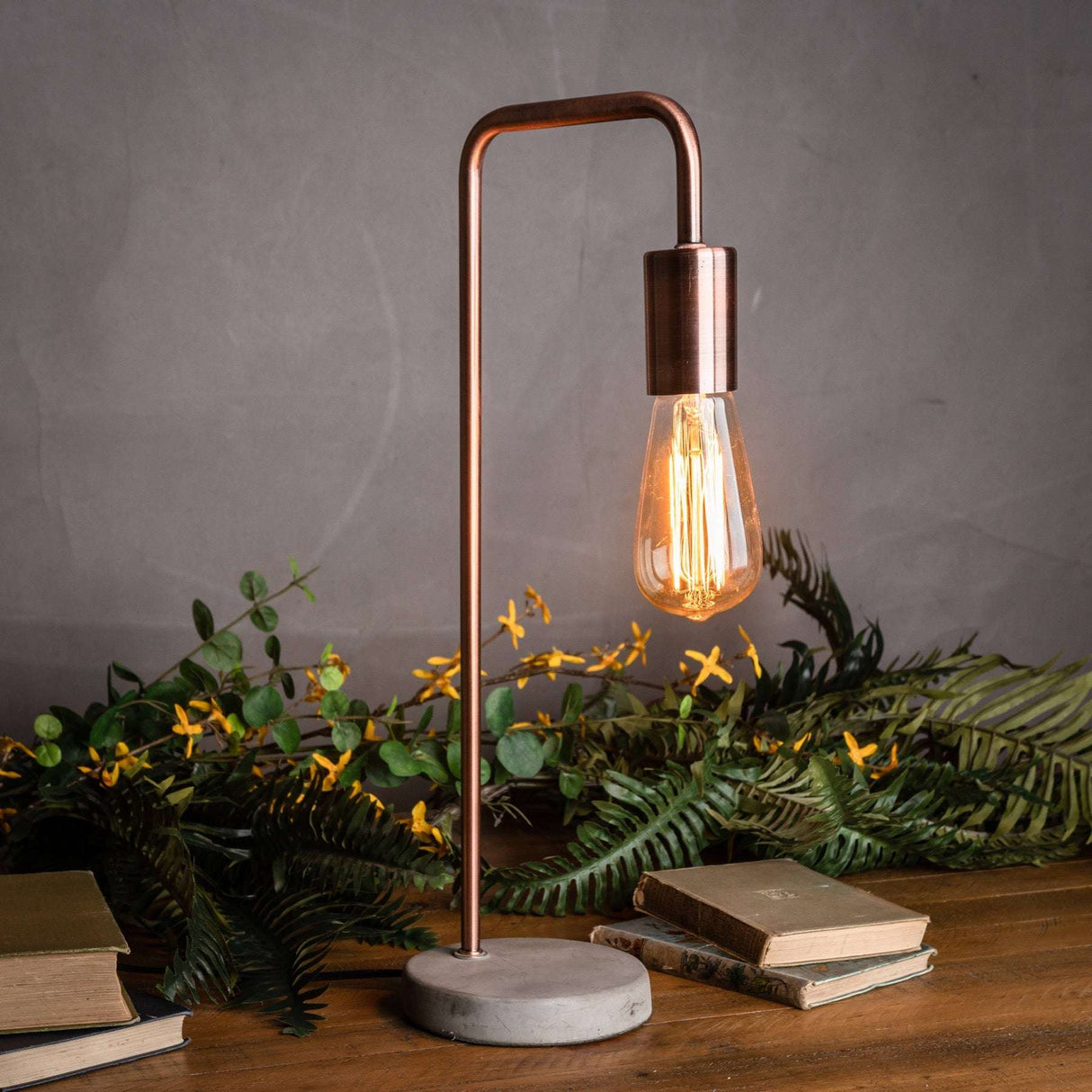 Copper Industrial Lamp With Stone Base Shades 4 Seasons