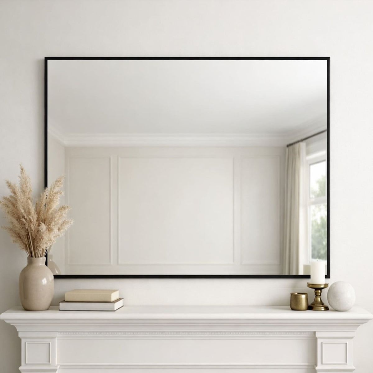 Jobu Home Rectangular Mirror in a Sleek Black Frame for Elegant Home Decor