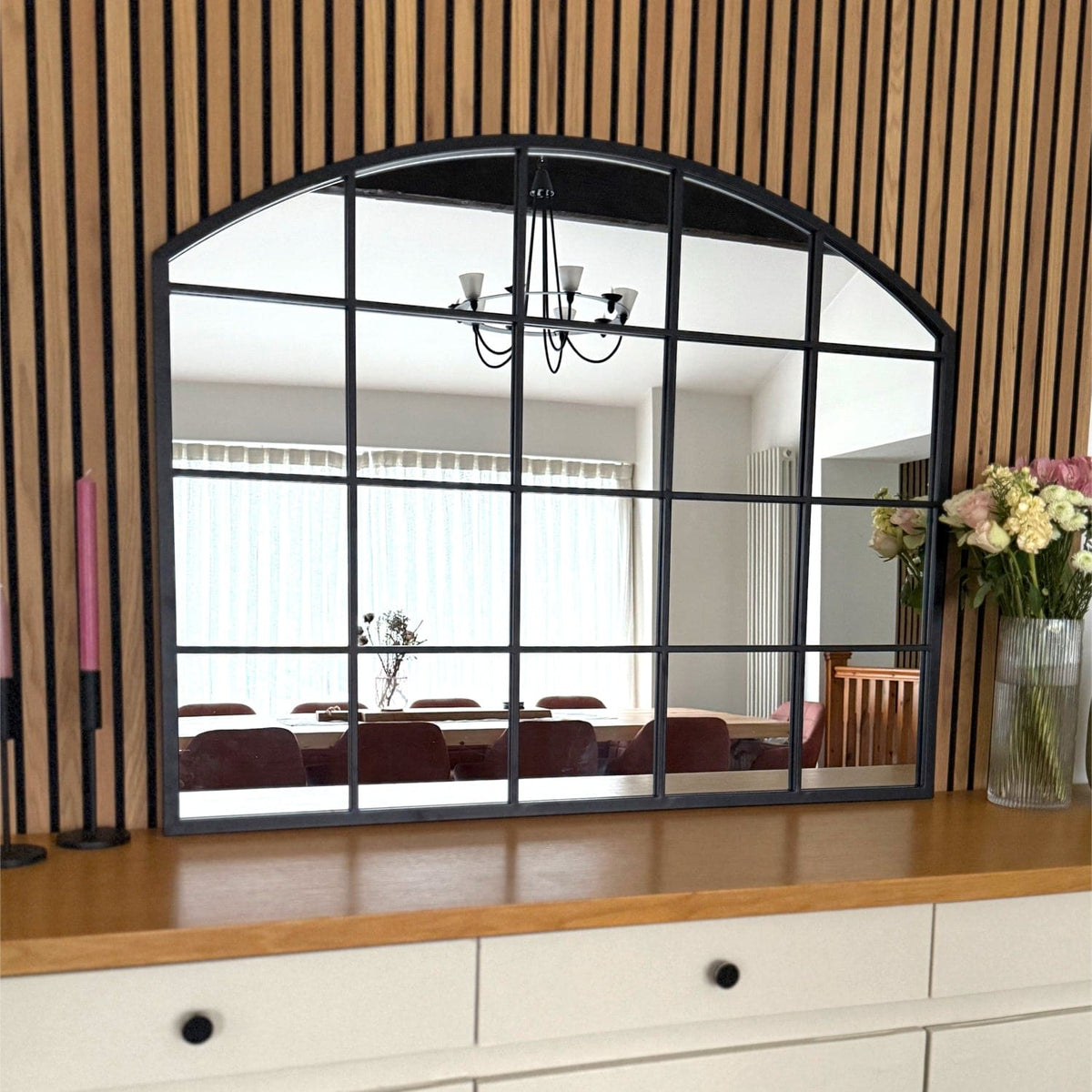 Jobu Home Window Mirror in an arch design, ideal for enhancing interior spaces with elegance