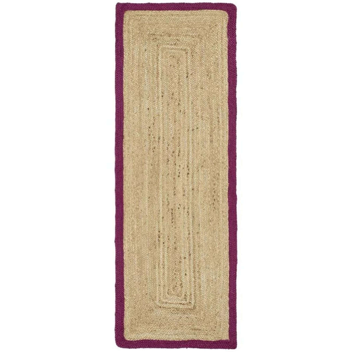 Jute Rug with Purple Border, Ideal for Adding Natural Texture to Any Space