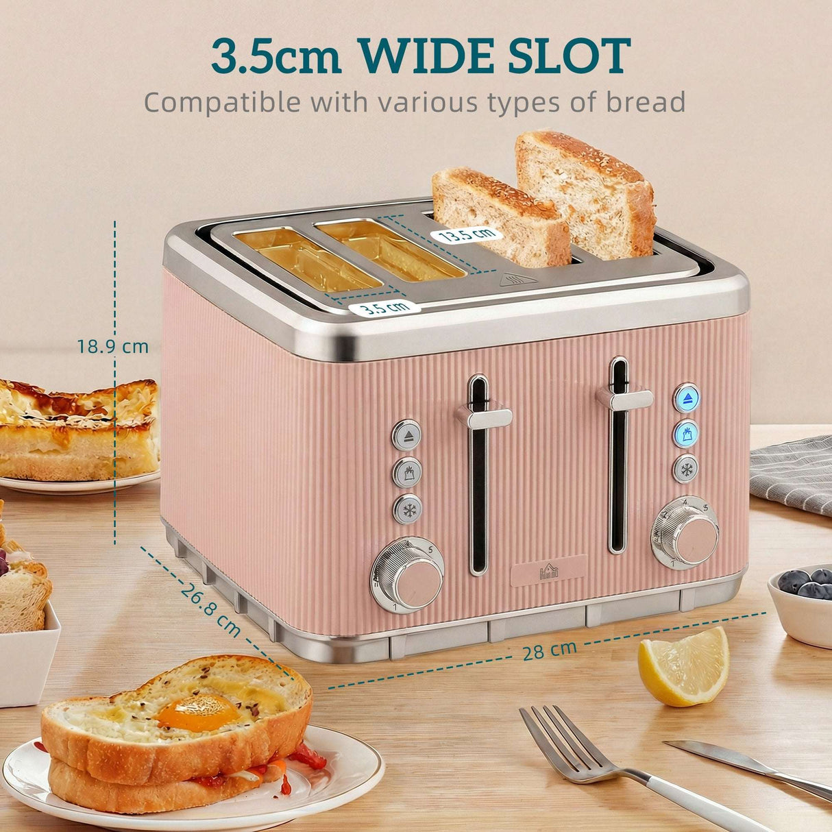 Wise Galleria Kettle and Toaster Set with wide slots for various bread types in a stylish kitchen setting