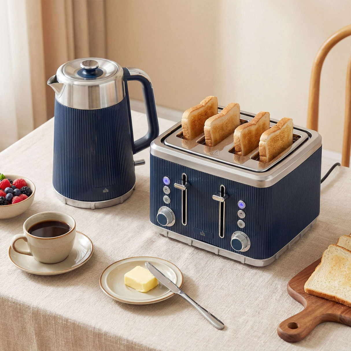 Wise Galleria Kettle and Toaster Set in blue with a stylish design for modern kitchens