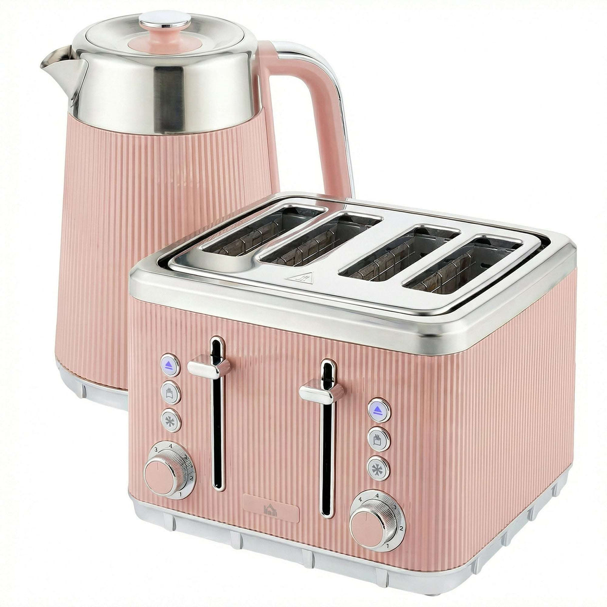 Wise Galleria Kettle and Toaster Set in pastel pink with modern design and stainless steel accents