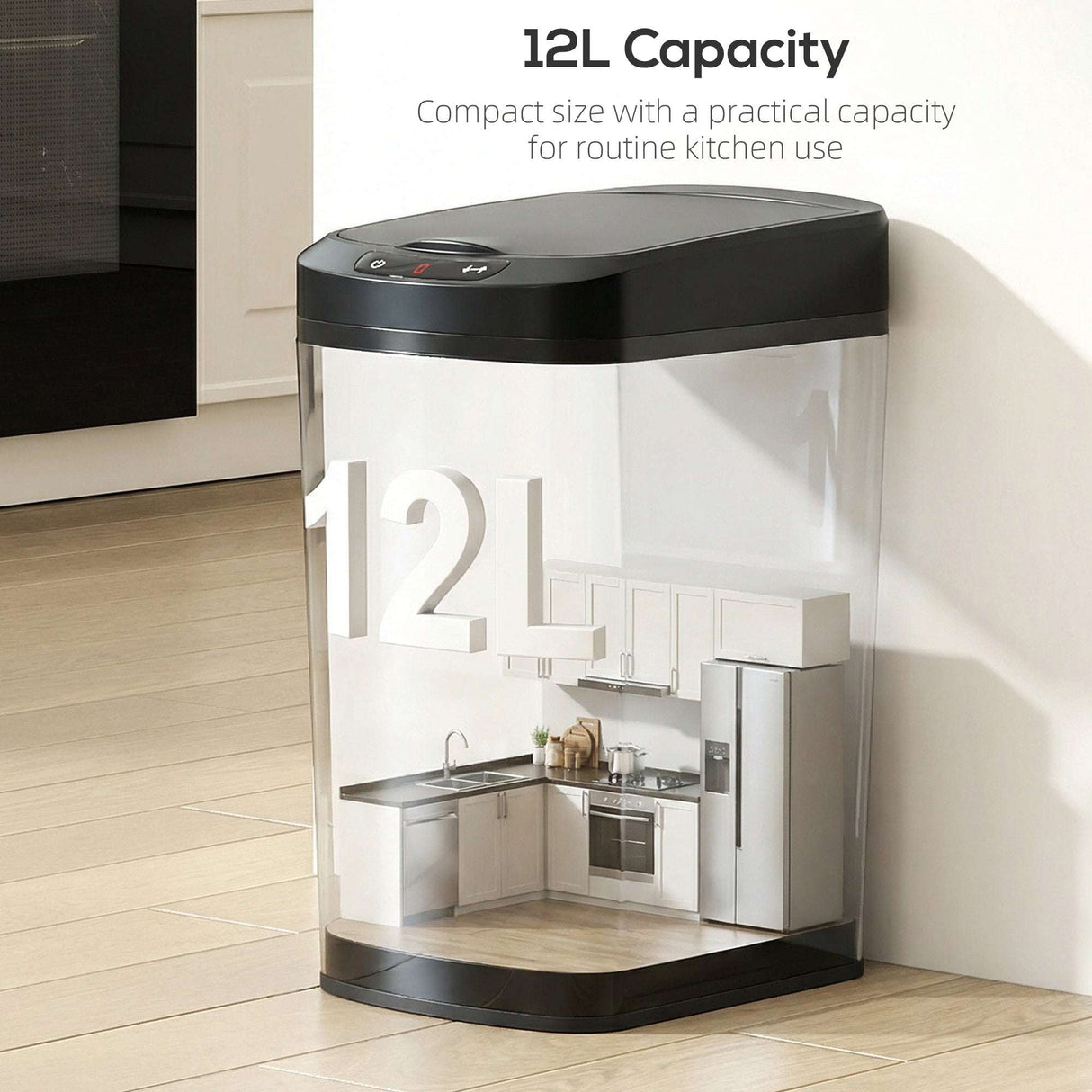 Wise Galleria Kitchen Bin with a compact 12L capacity for efficient kitchen storage
