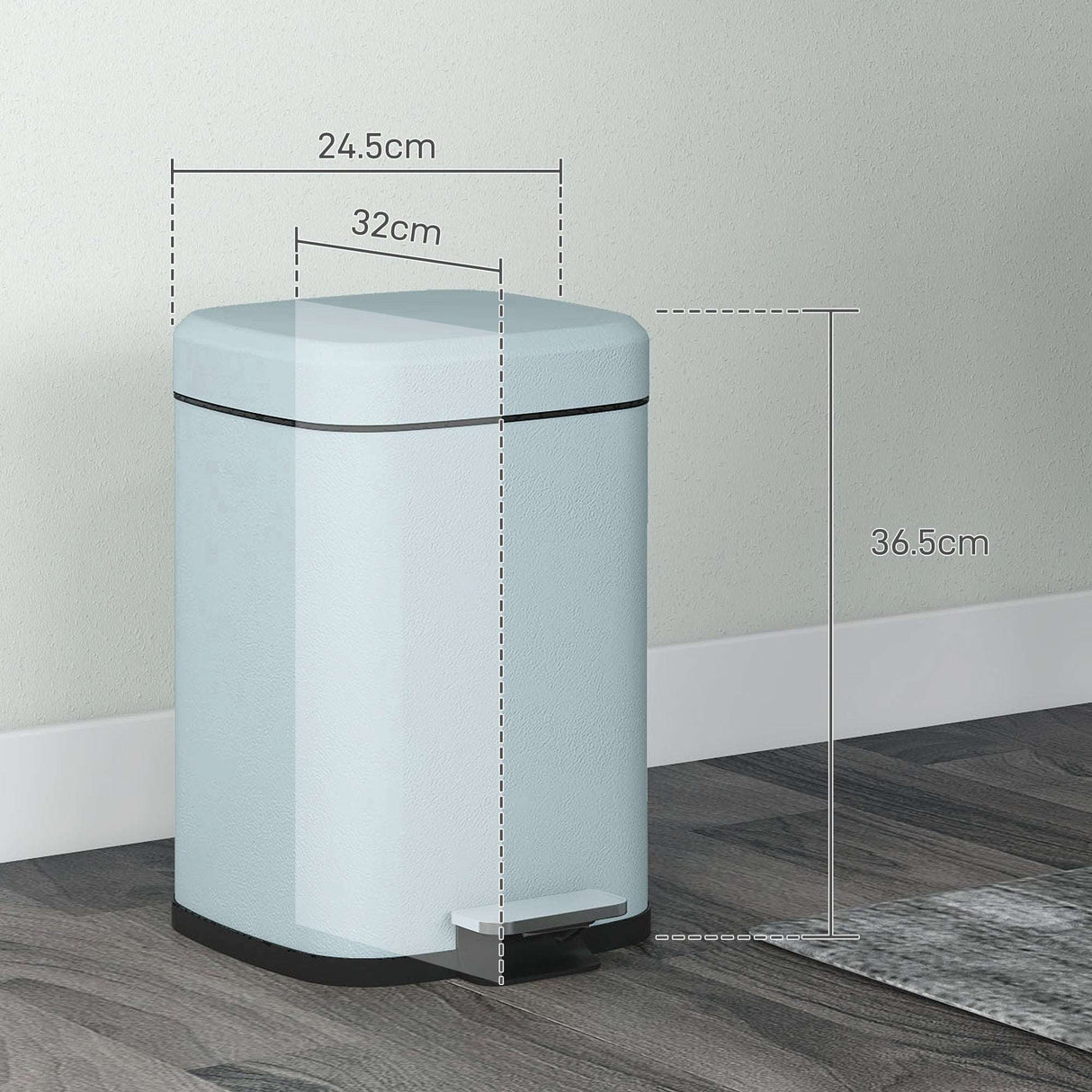 Wise Galleria Kitchen Bin with Pedal Operated Lid in Light Blue, Ideal for Easy Waste Disposal