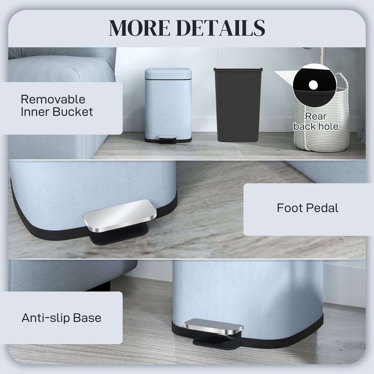 Wise Galleria Kitchen Bin with foot pedal, anti-slip base, and removable inner bucket for easy waste disposal