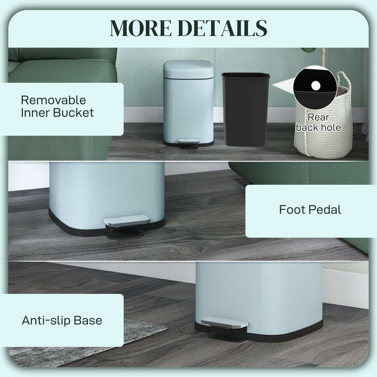Wise Galleria Kitchen Bin with Removable Inner Bucket and Foot Pedal for Easy Waste Disposal