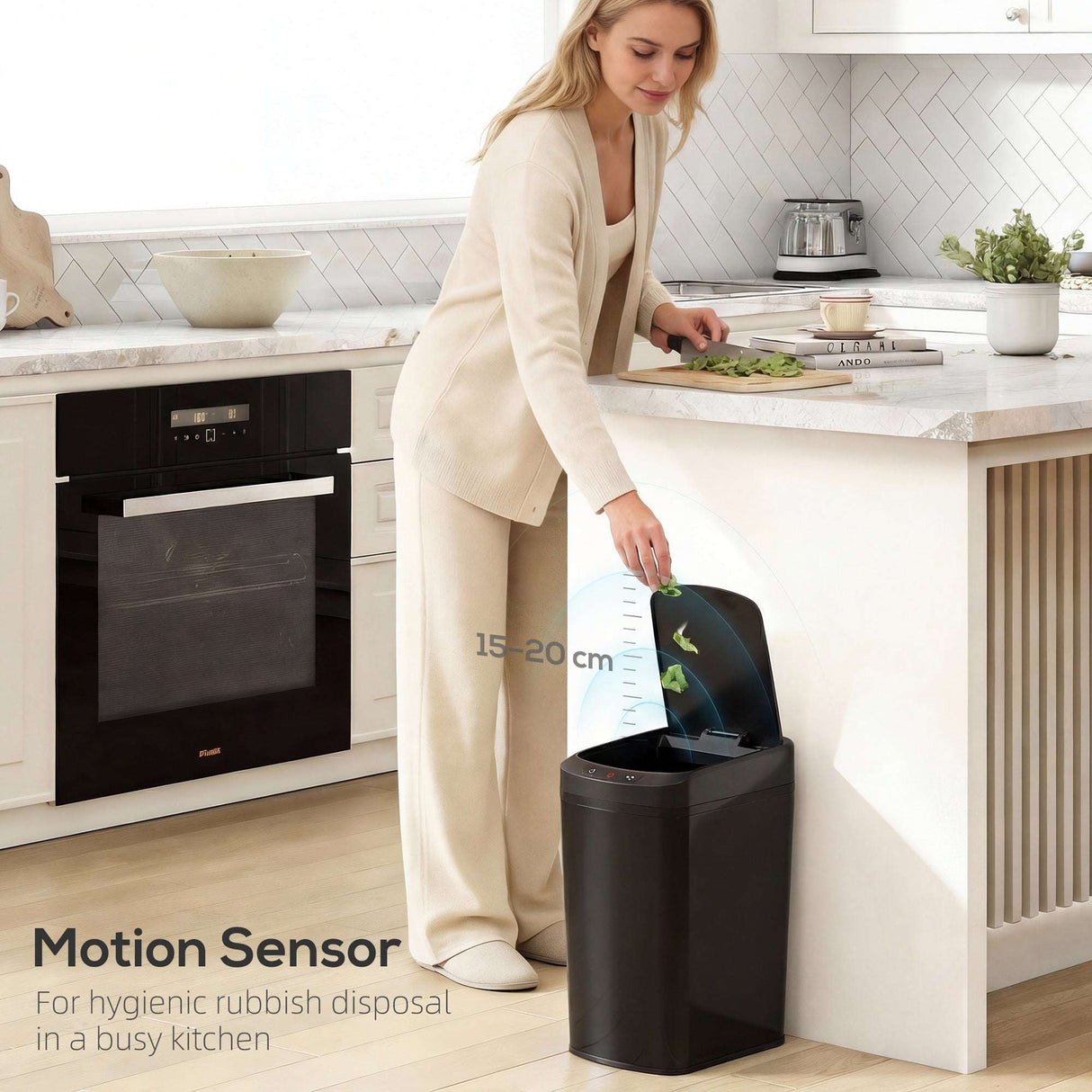 Wise Galleria Kitchen Bin with Motion Sensor for hygienic rubbish disposal in a busy kitchen