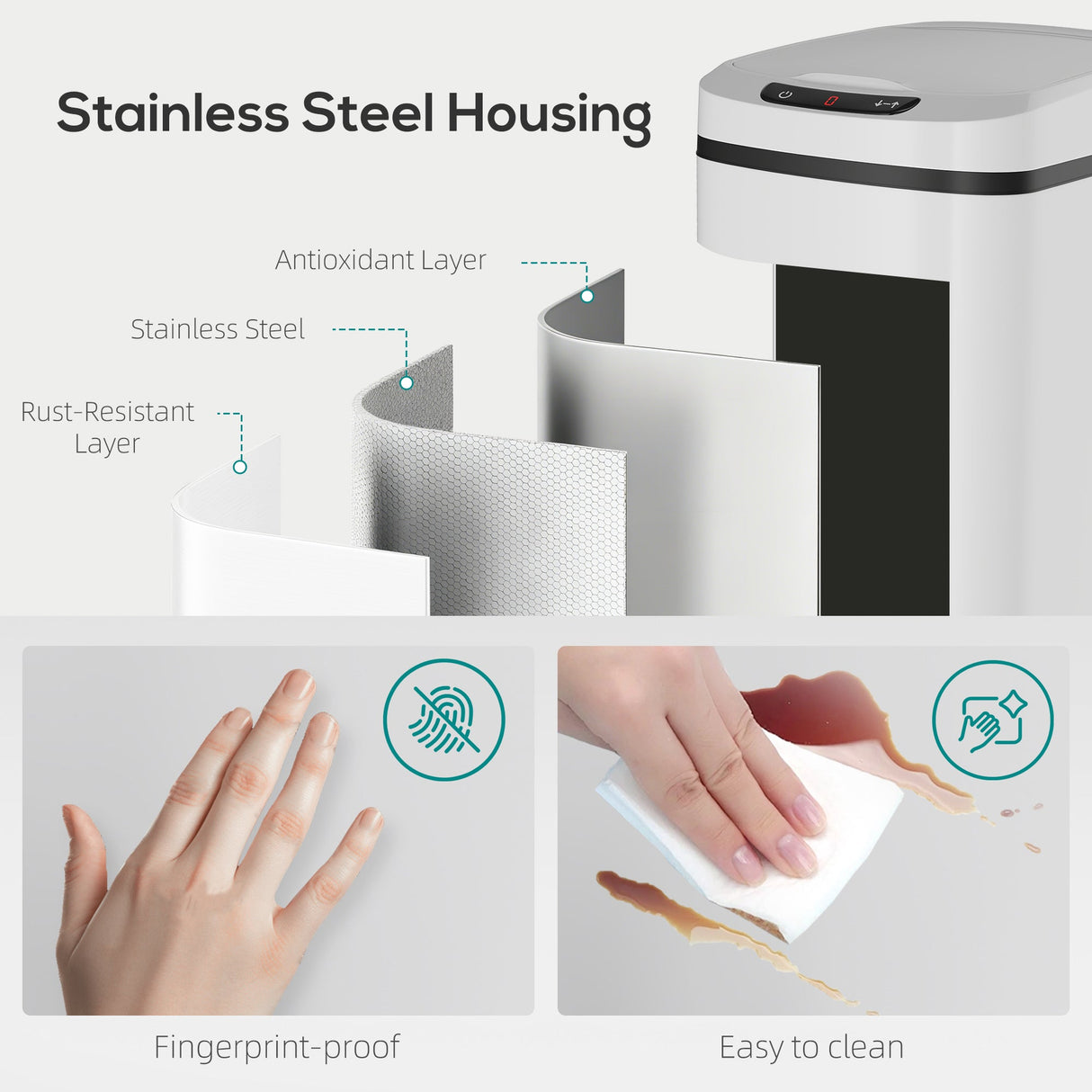 Wise Galleria Kitchen Bin with stainless steel housing, fingerprint-proof and easy to clean design