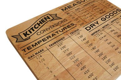 Orsina Chopping Board with Kitchen Conversions for Measurements and Temperatures
