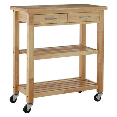 Orsina Kitchen Trolley with two drawers and wooden shelves on wheels for easy mobility