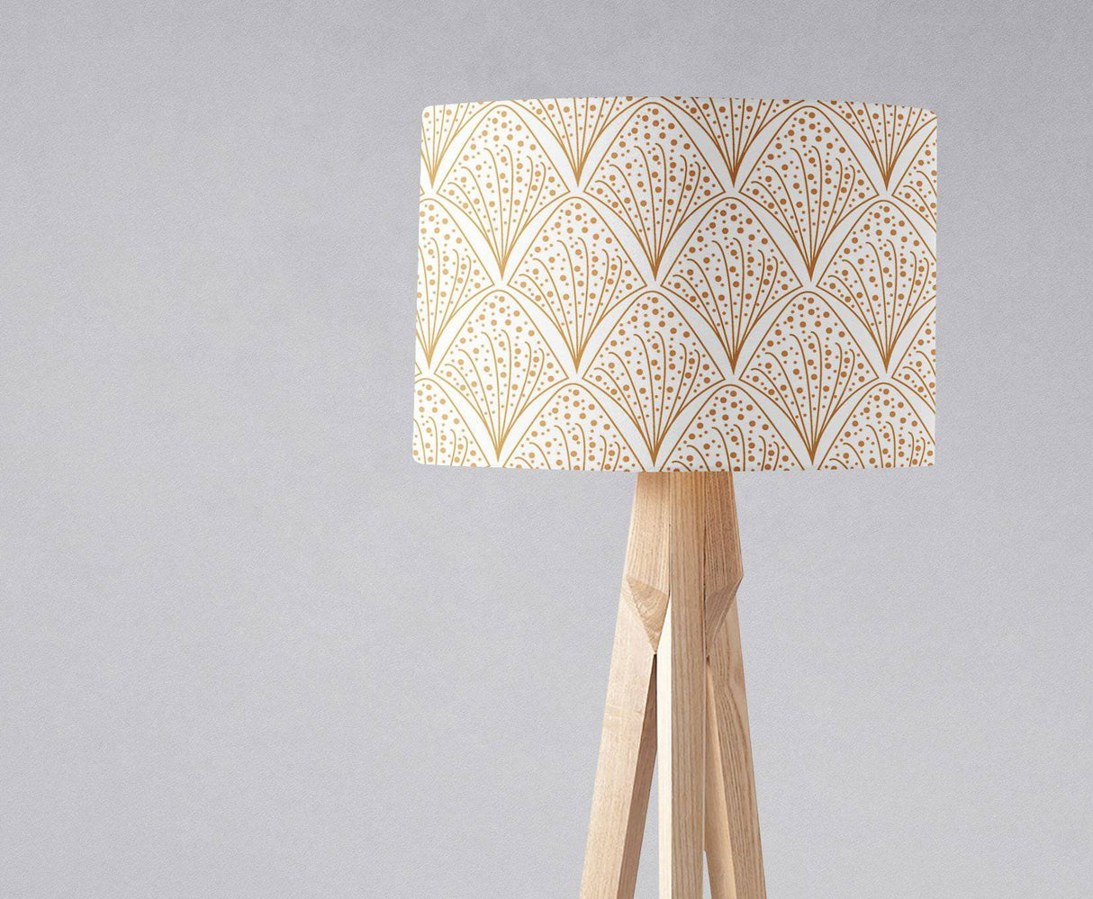 Stylish Shadow Bright lampshade with an elegant gold pattern on a white background