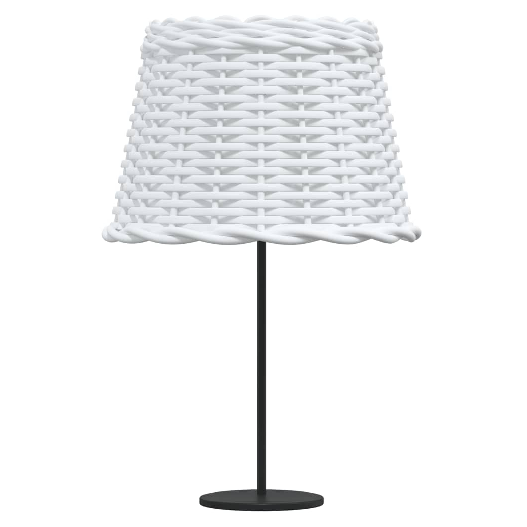 vidaXL White Woven Lamp Shade on a Black Metal Stand for Stylish Lighting