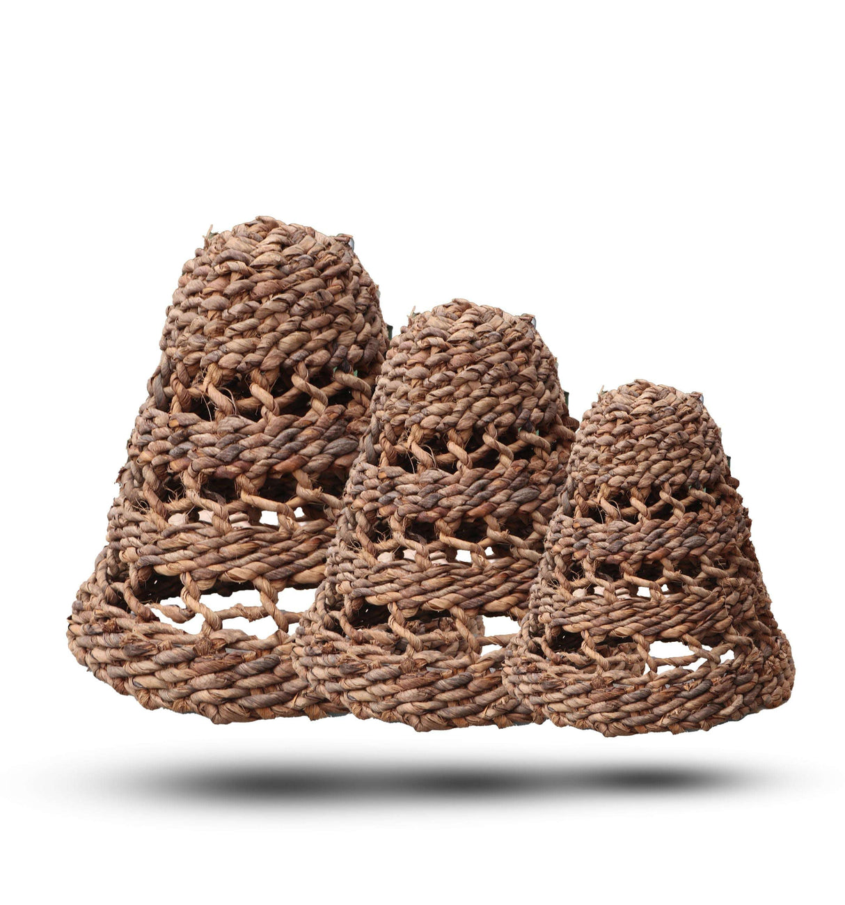 Natural Banana Leaf and Hitam Raffia Lamp Shades in Three Sizes for Eco-Friendly Home Decor