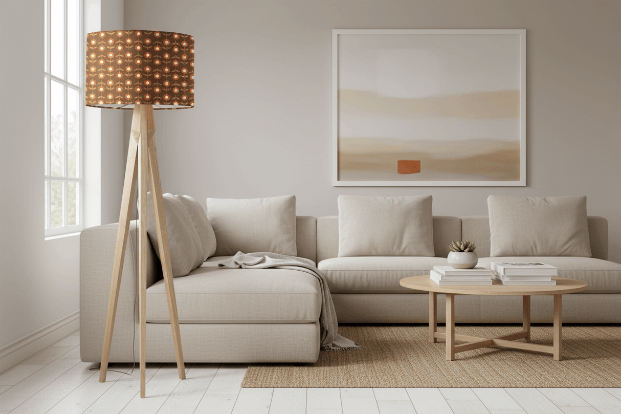 Shadow Bright Lampshade on a stylish floor lamp in a modern living room setting