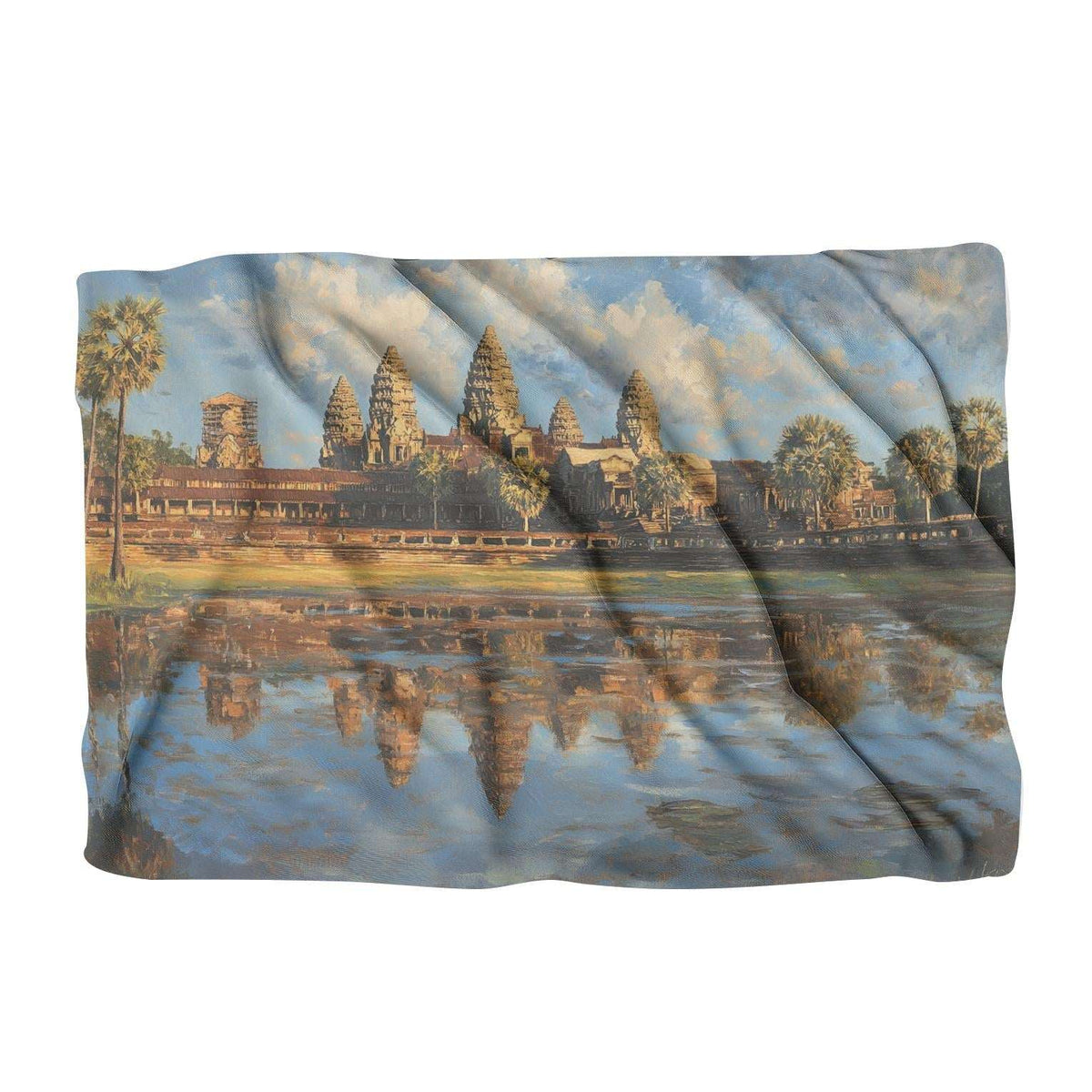 Scenic Angkor Wat Throw Blanket with Vibrant Landscape Design for Cozy Home Decor