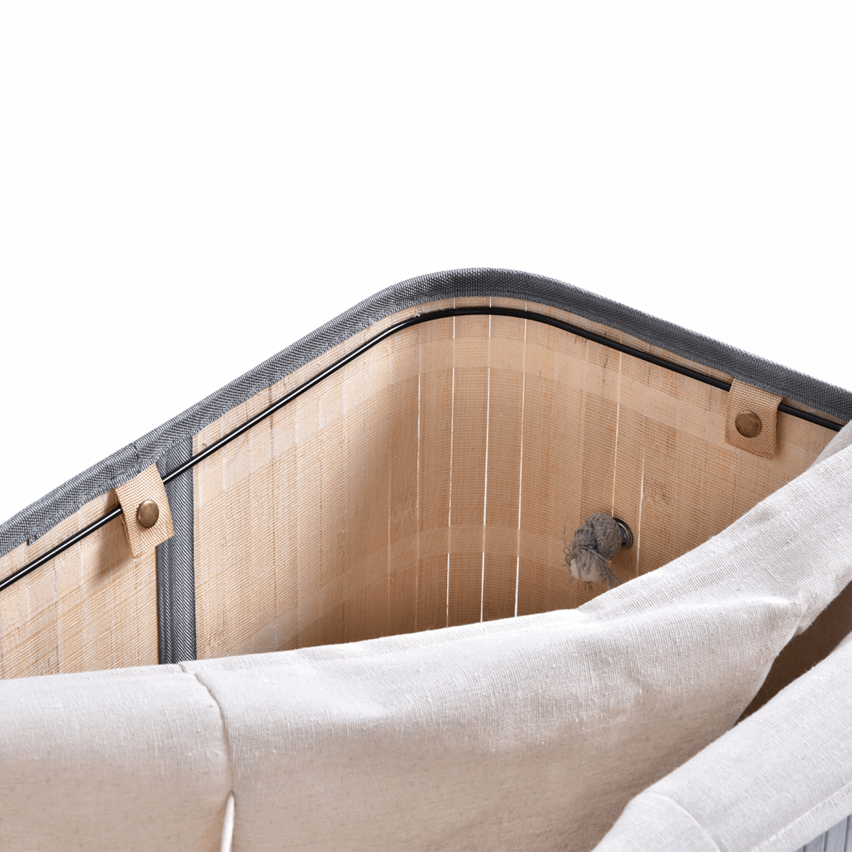 100L Flip Lid Bamboo Laundry Basket Grey HOMCOM