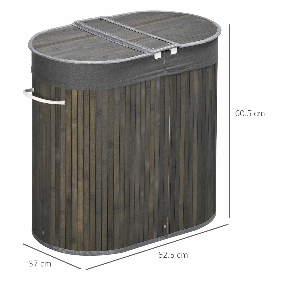 100L Bamboo Laundry Basket with two Compartments Unbranded