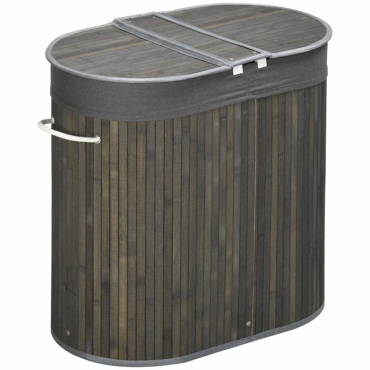 100L Bamboo Laundry Basket with two Compartments Unbranded