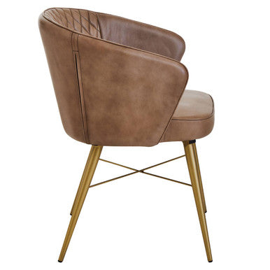 Orsina Leather Chair with Stylish Gold Legs and Elegant Quilted Backrest