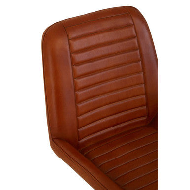 Orsina Leather Chair with a ribbed design in rich brown for stylish accent seating